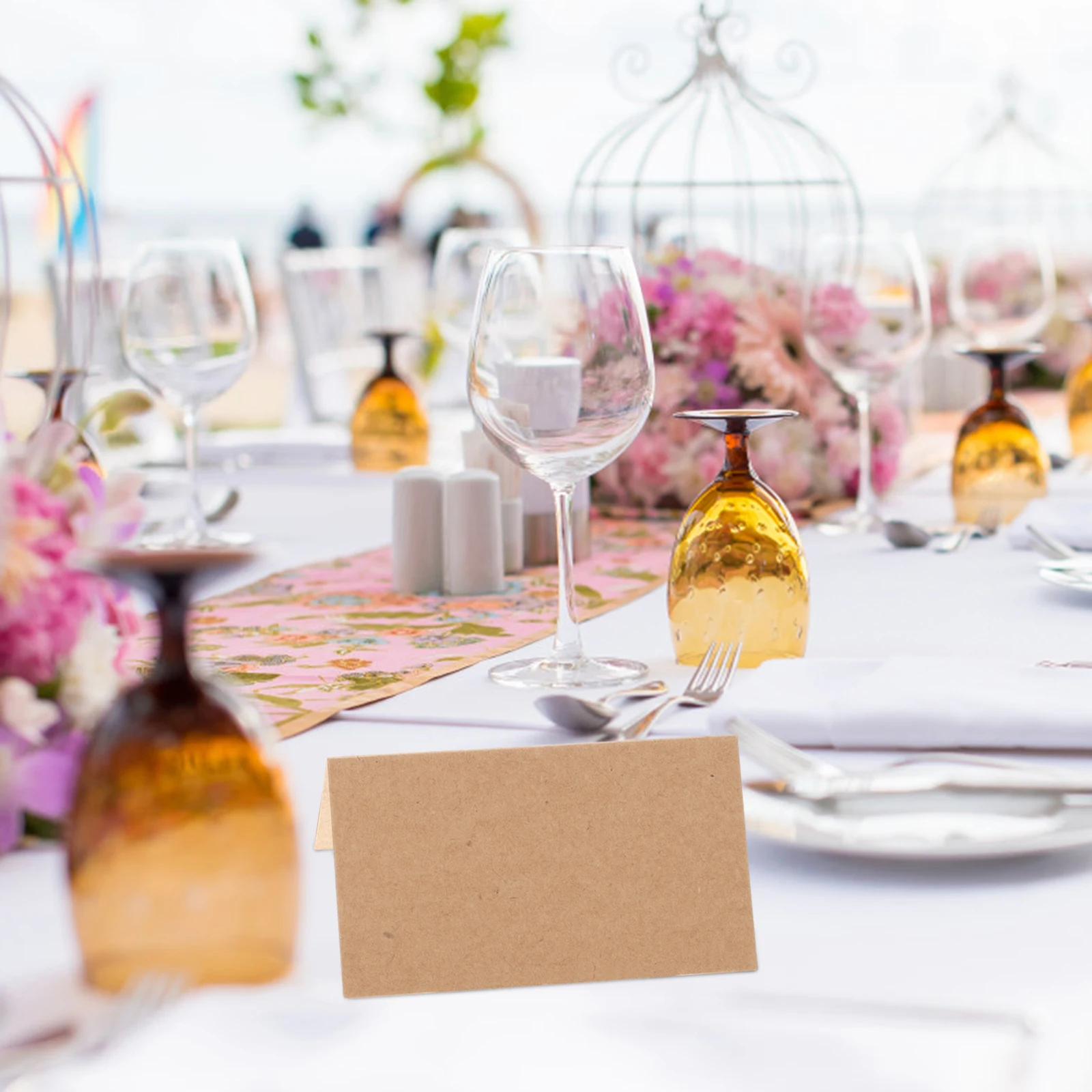 

35pcs Kraft Paper Card Stock Table Display Stand For Greeting Name Display Desktop Adornment Buffet Label Party Seating