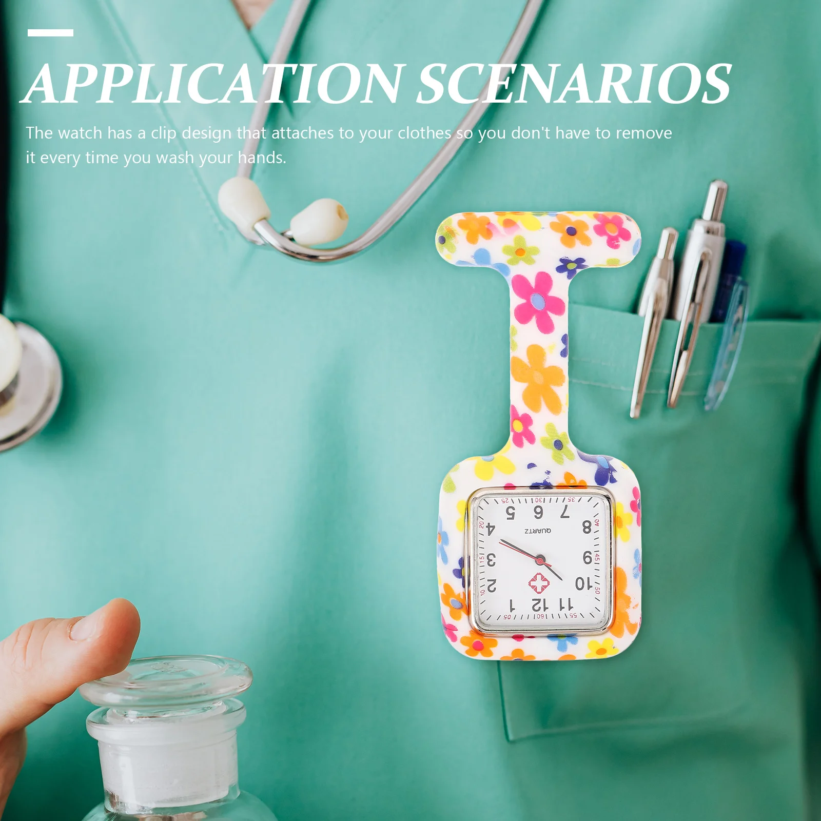 간호사 브로치 실리콘 스퀘어 클립 디자인 학생을위한 장식 시계 간호사 시계 브로치 시계 없음 20