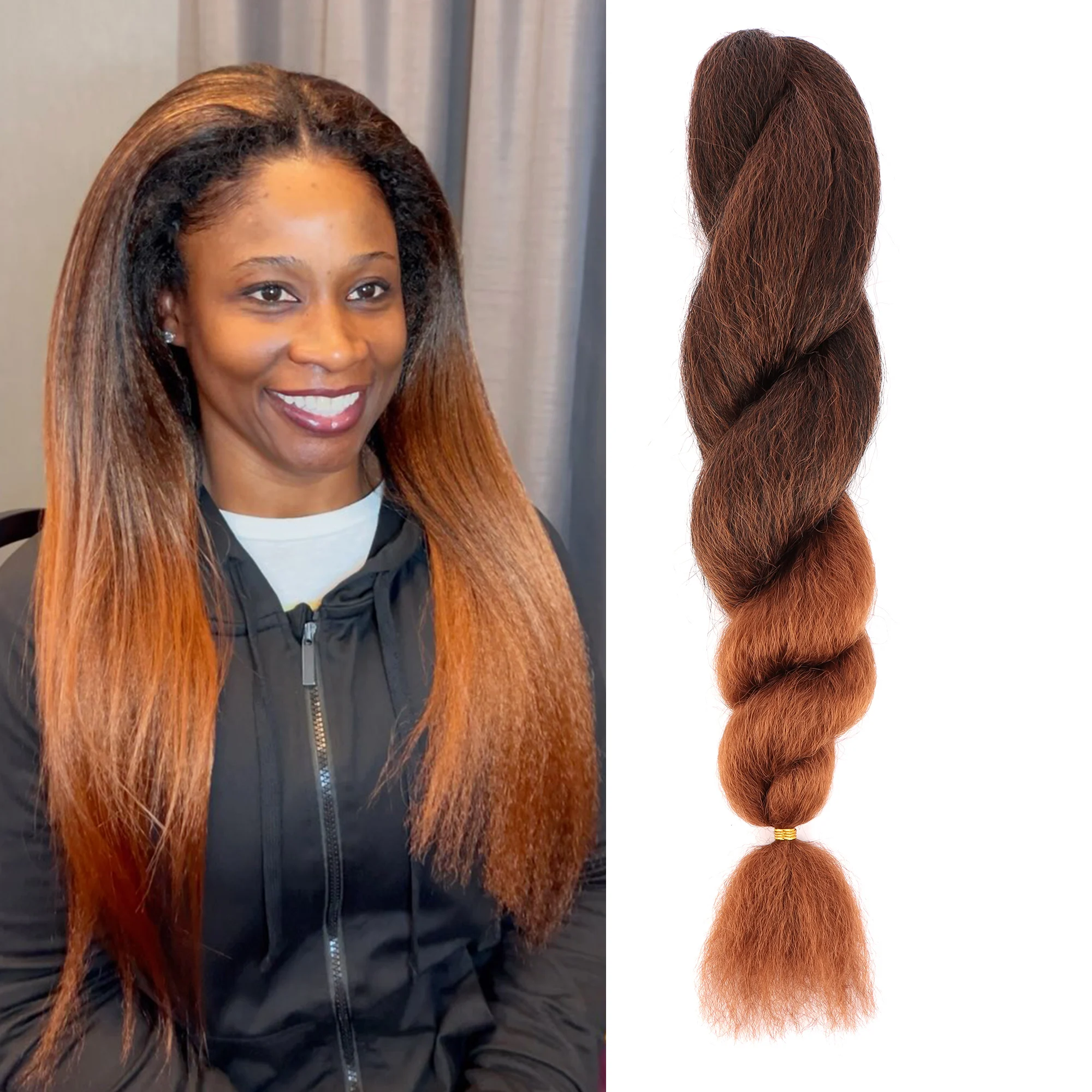 OrientfashionTrenzas de pelo sintético de ganchillo Vixen de 26 pulgadas, trenzas de tamaño gigante, pelo de ganchillo liso Yaki