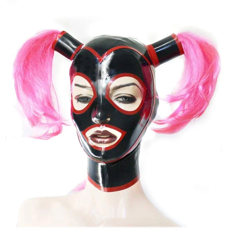 

OPLatex Mask Rubber Hood with Ponytails and Contrast Trimer Cosplay Head Cover Pink Wigs 8f5d][