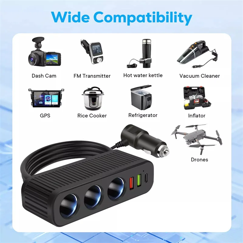 Car Charger For Phones 120W Plug And Play Charger Splitter Overcharge Protection Charger Adapter PD QC3.0 Car Charger