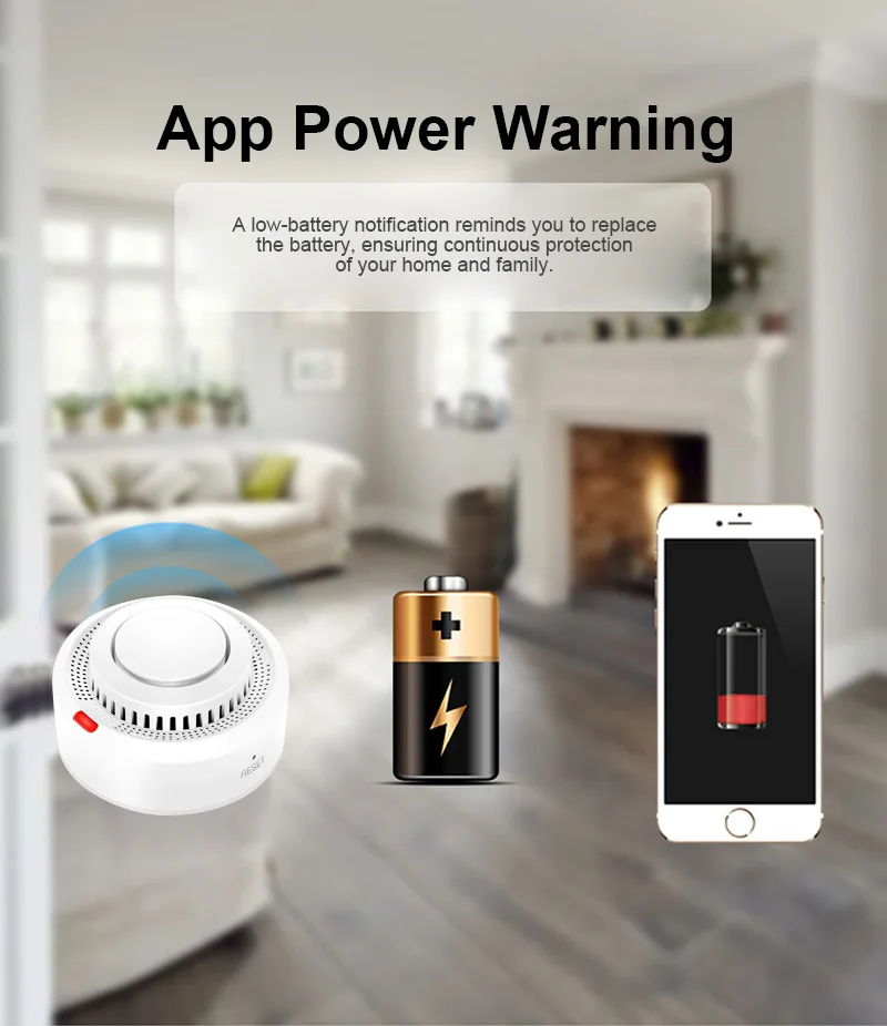 Tuya-Sensor de humo con WiFi, alarma de protección contra incendios, Detector de humo, combinación de casa, sistema de seguridad inteligente para el hogar, 80DB