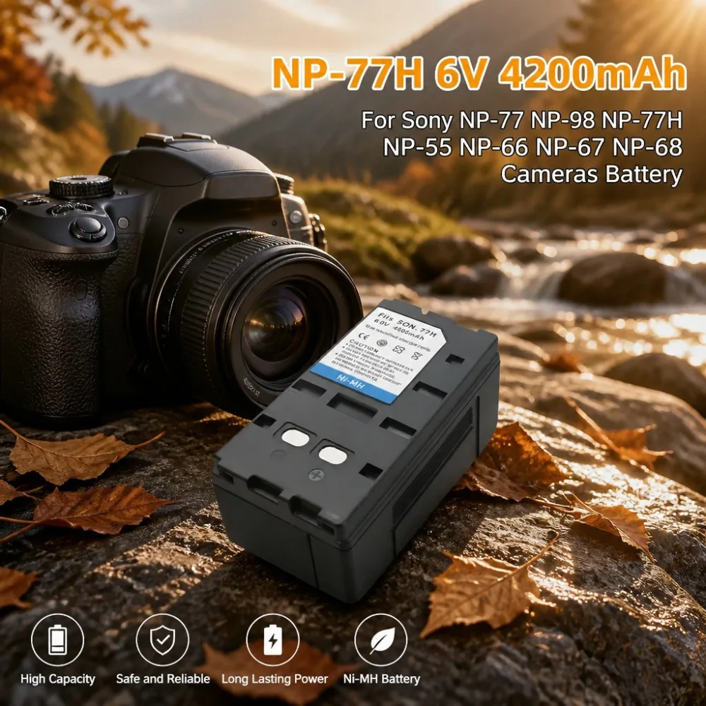 Large Capacity NP-77H 6V 4200mAh NI-MH Replacement Camera Battery For Sony NP-77 NP-98 NP-55 NP-66 NP-67 NP-68 Digital Cameras