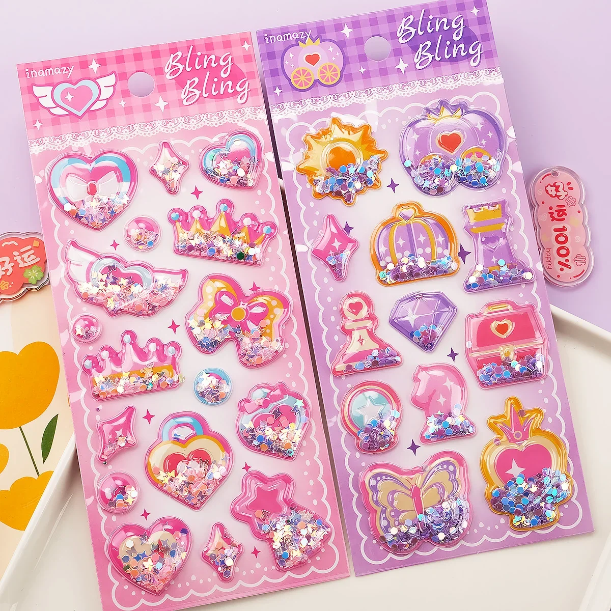 1 Sheet 3D Three-dimensional Water Injection Stickers Children\'s Cartoon Reward Stickers Beads Shake Oil Stickers