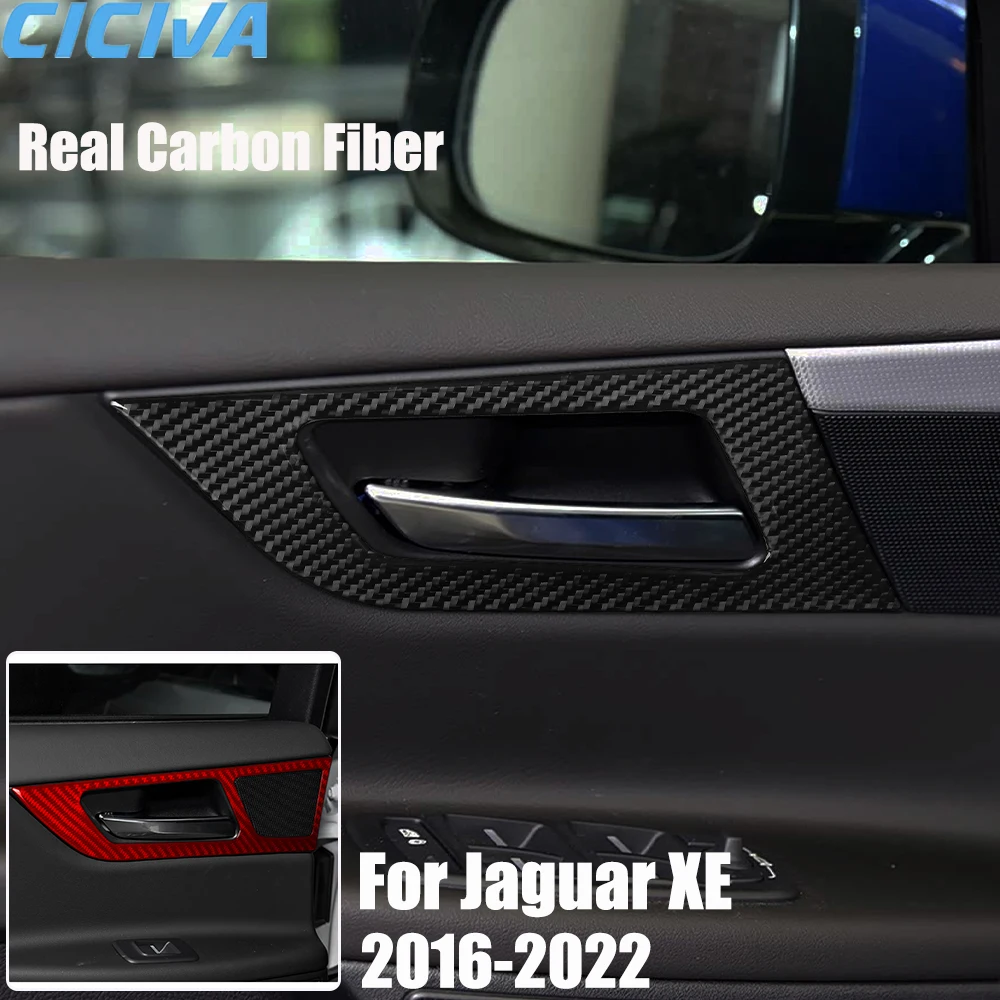 

Real Carbon Fiber Car Accessories Door Handle Frame Trim Cover Soft Sticker For Jaguar XE 2016 2017 2018 2019 2020 2021 2022