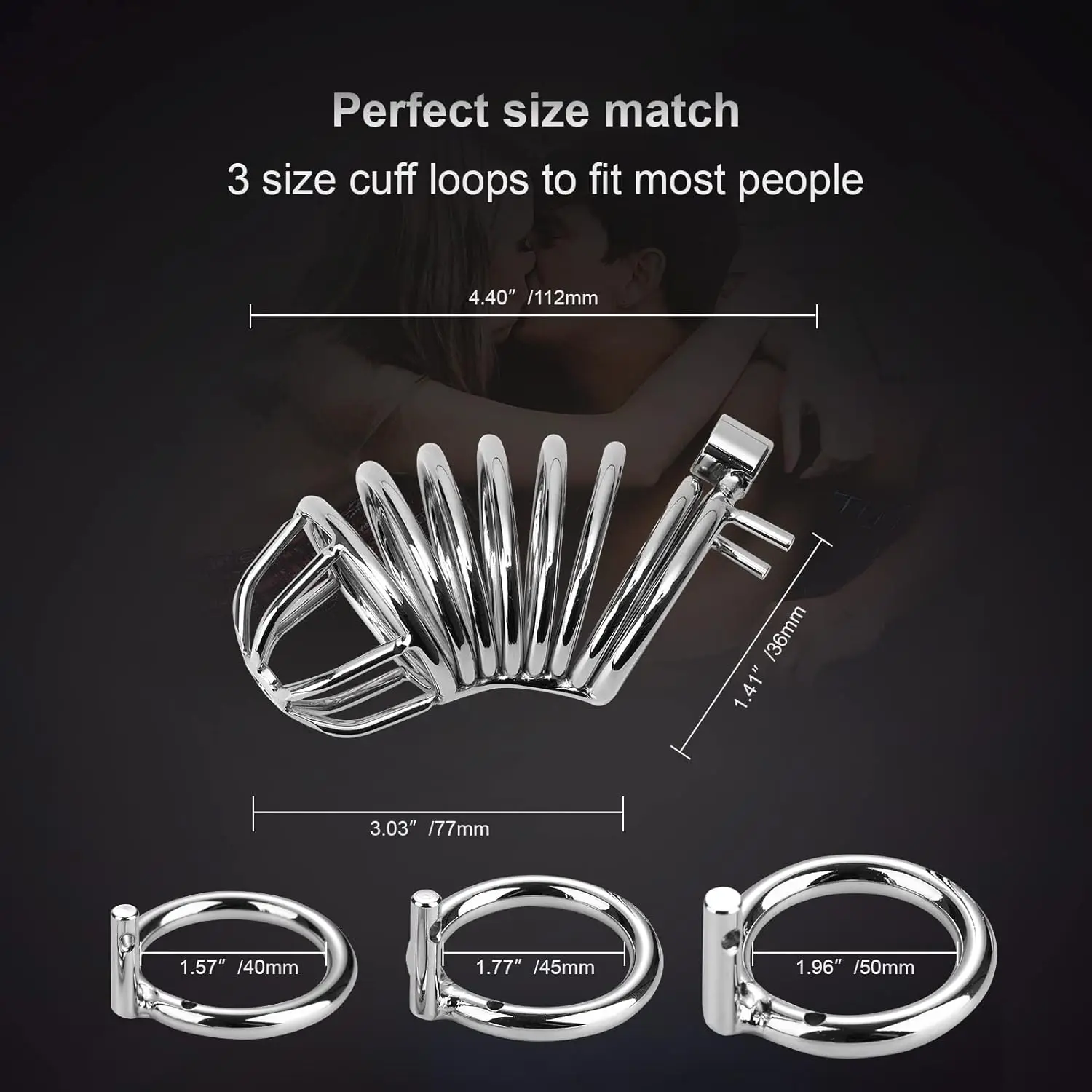 جهاز العفة المعدني للذكور، 3 حلقات قابلة للتعديل من الفولاذ المقاوم للصدأ قفص BDSM ألعاب للرجال قفل الامتناع عن ممارسة الجنس لعبة الجنس الكبار المضادة للغش