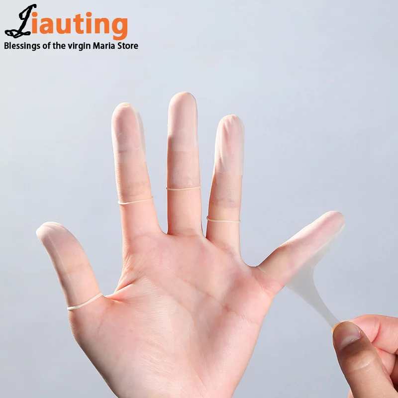 50pcs/pack Disposable Latex Finger Cover Rubber Non-slip Anti-static Finger Cots Fingertips Protector Gloves Nail Art Tool