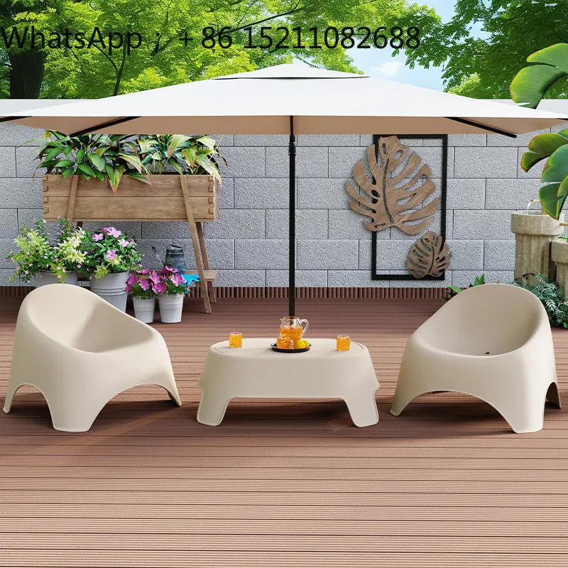 SCY outdoor rain and sun protection sofa creative plastic stackable balcony garden courtyard sofa chair combination