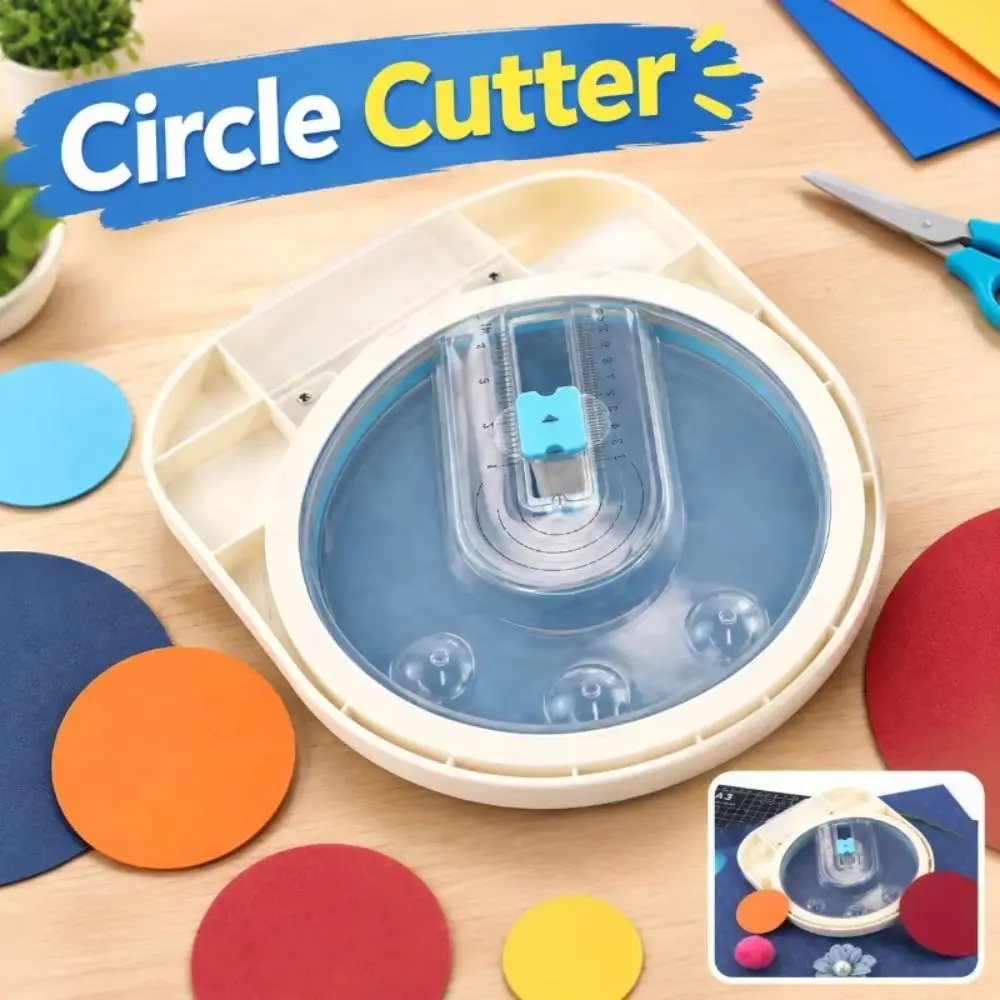 Round 360° Rotating Circle Cutter 2-10cm Diameter Multiple Sizes Circle Punch Adjustable Heavy-Duty Circular Paper Cutter Manual