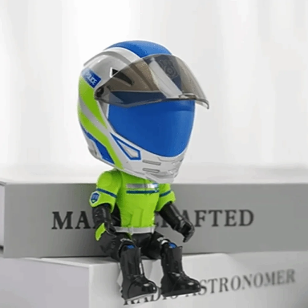 Casco transformador, muñeco de motociclista simulado, figura de acción, movilidad conjunta, aleación, casco de motocicleta, juguete, extremidades móviles, aleación