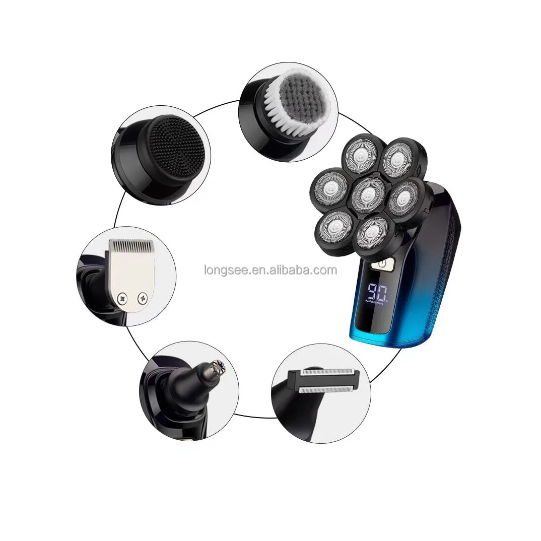 2026-new-modelwholesale-electric-shaver-independently-7-heads-floating-cutter-head-waterproof-digital-display-multifunctio