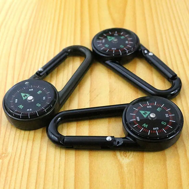 Mini Lightweight Compass Portable Carabiner Keychain Compasses Outdoor Camping Tool Mountaineering Tourism Survival Equipment