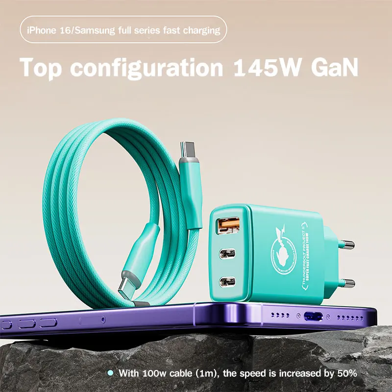 

Cartoon Monster 145W GaN Charger 3‑in‑1 QC3.0+PD3.0 Fast Charging for Phone Laptop Tablet
