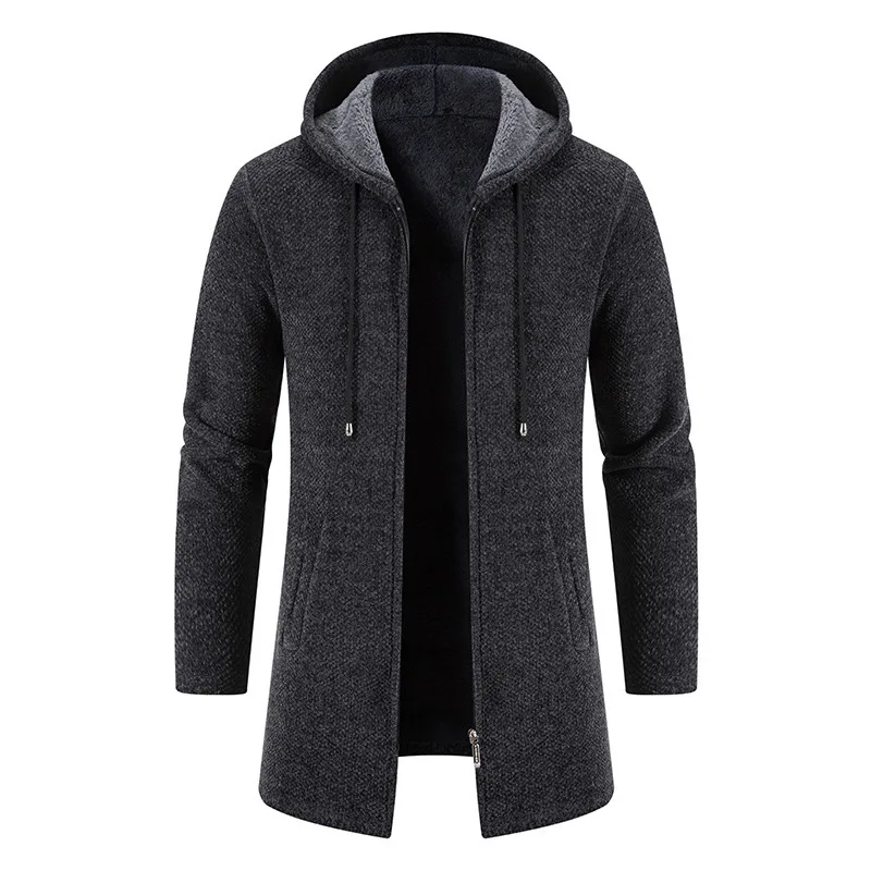 Men's Models Autumn Winter Sweater Cardigan Hooded Jacket Medium-length Large Simple Loose Leisure Comfortable Brand Fashion New