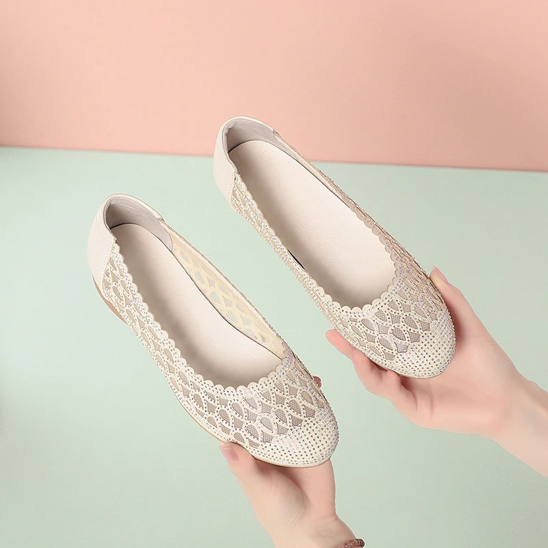 Mom Sandals Mesh Breathable Single Shoes For Women In Summer Toe Shoes Soft Sole Shoes For Women Casual And Fashionable New