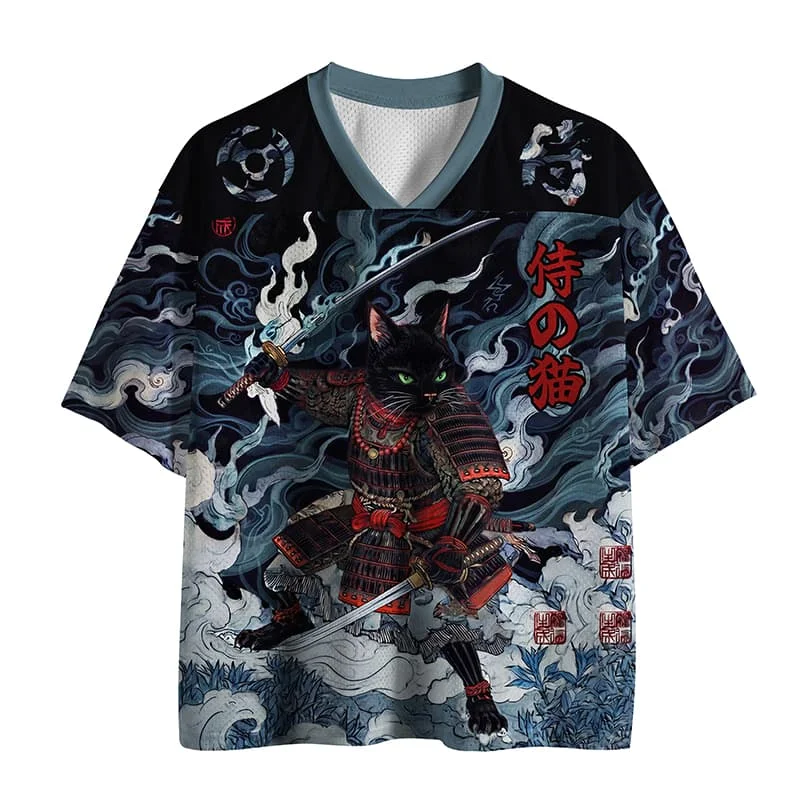 2026 new unisex mesh T-shirt V-neck lightweight breathable polyester mesh retro nostalgic printed casual sportswear