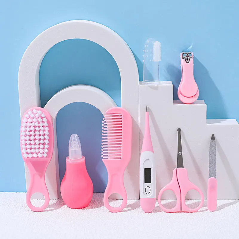 Maternal and Baby Products Children\'s and Baby Nail Clippers 8-piece Set Comb Brush Nasal Aspirator EVA Bag Care Set