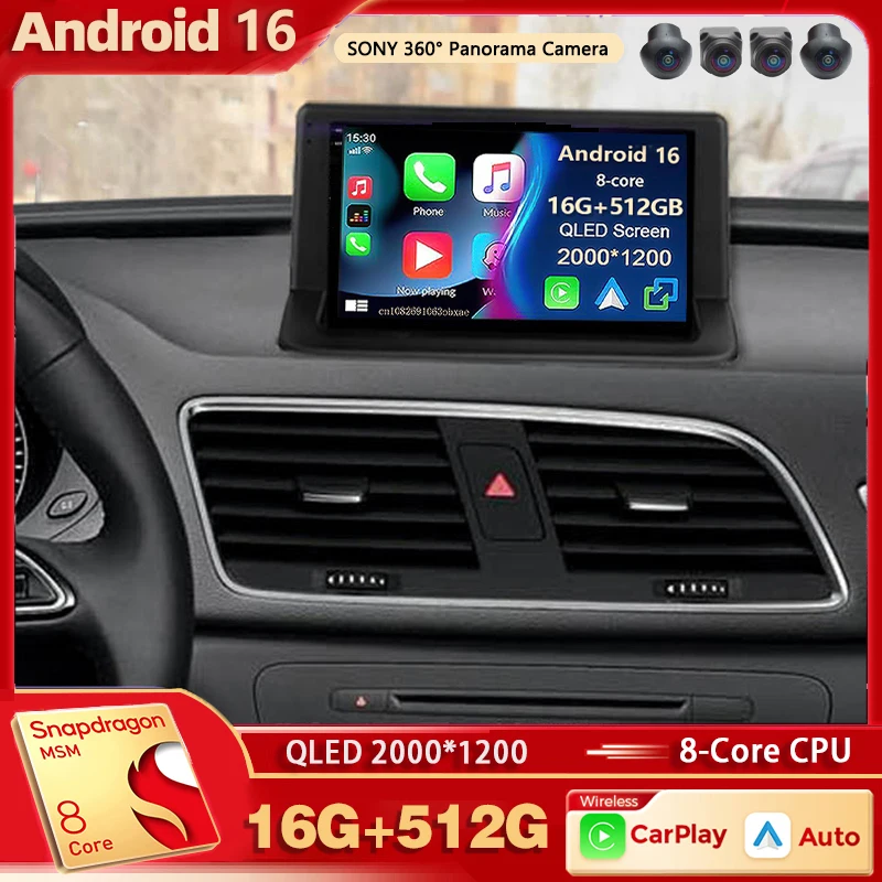 Android 16 Für Audi Q3 1 8U 2011-2018 2K QLED Android Autoradio Multimedia-Videoplayer GPS AI-Sprachsteuerung CarPlay Haupteinheit 4G Stereo