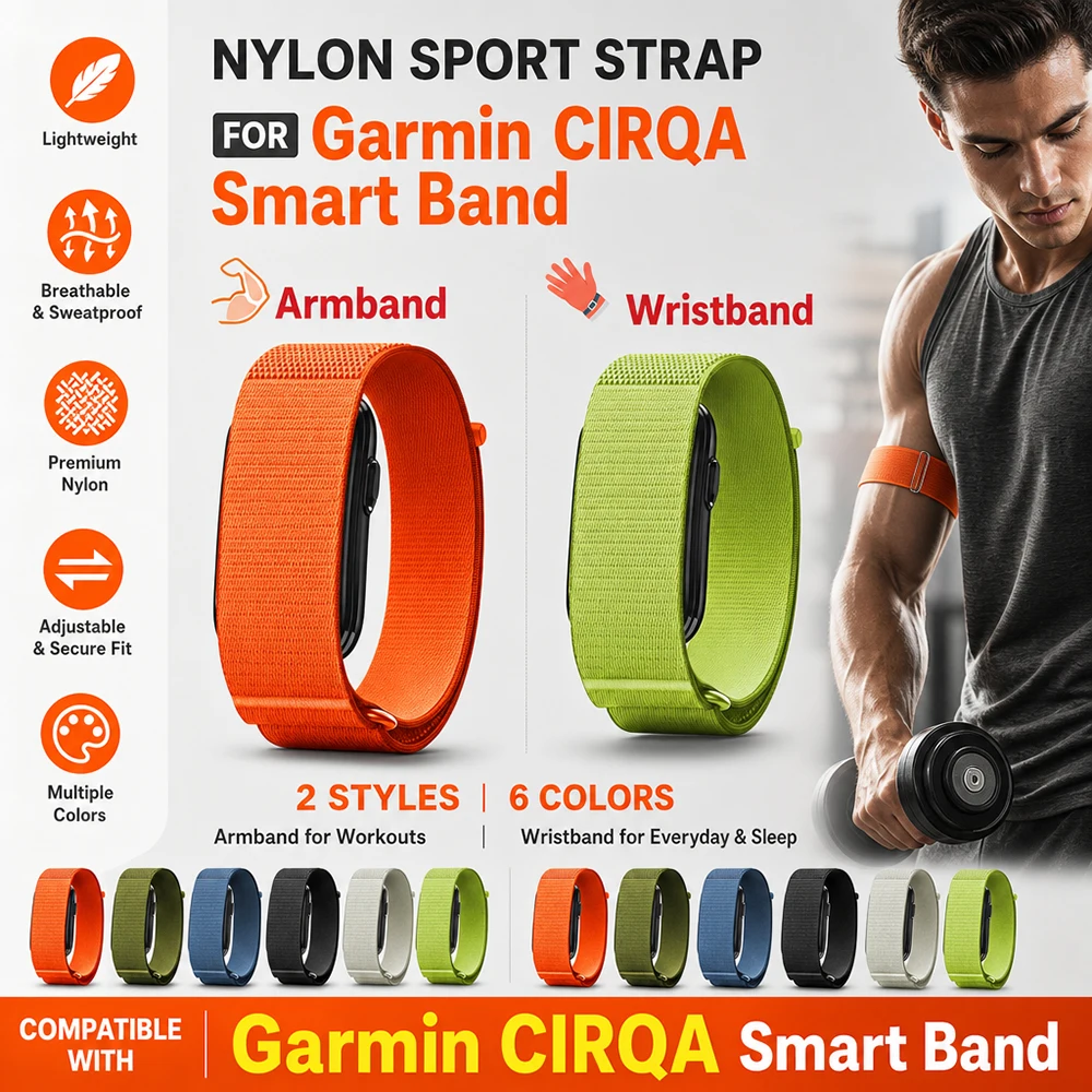 Anti-Slip Outdoor Armband Wristband for Garmin CIRQA Lightweight Adjustable Soft Nylon Elastic Replacement Loop for Garmin CIRQA