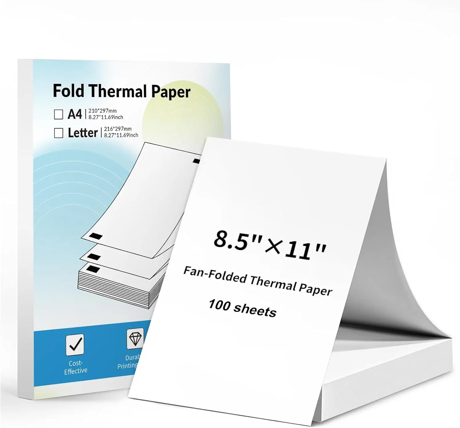 

Thermal Printer Paper 8.5x11 Inch, 100 Sheets US Letter Size for Portable Printers, School and Office Use
