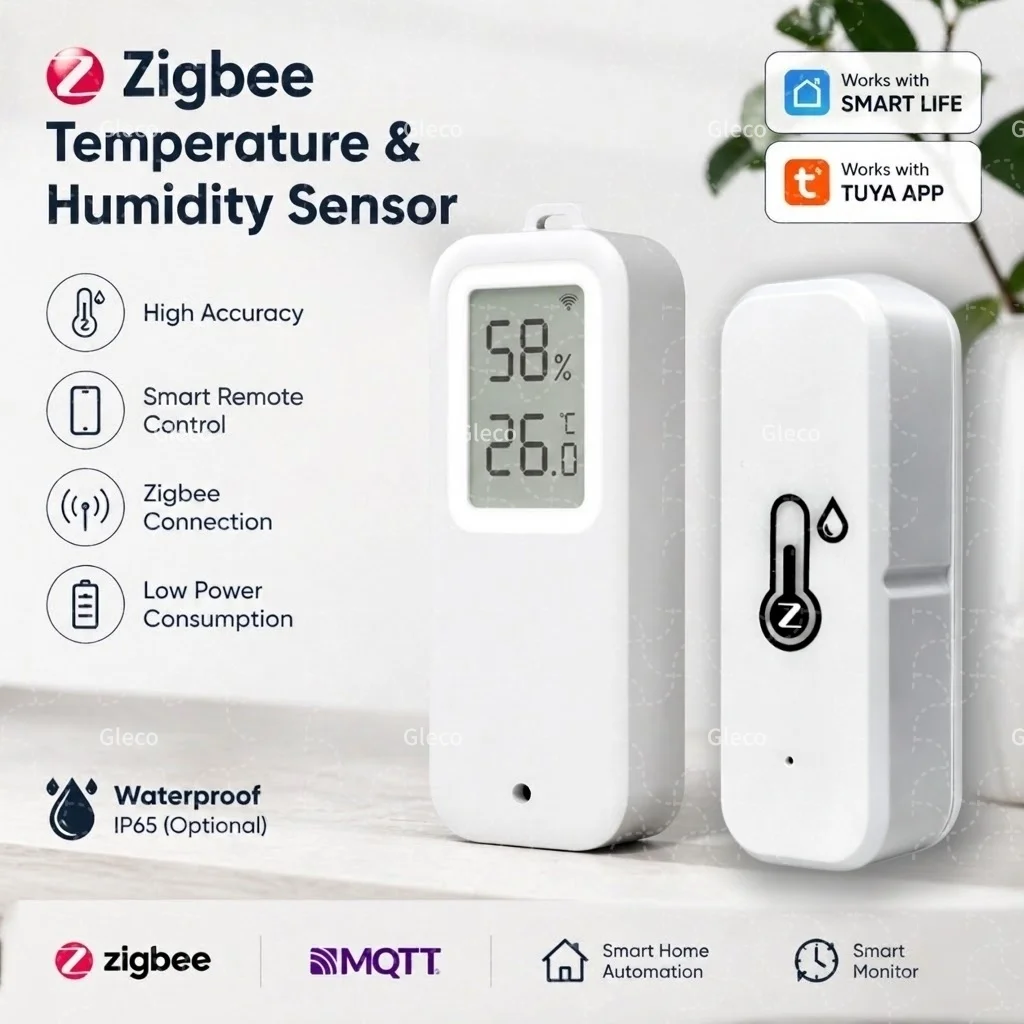 Tuya Zigbee/Wifi Temperature Humdiity Sensor Detector Option Indoor Outdoor Waterproof LCD Thermometer Hygrometer For Alexa Z2M