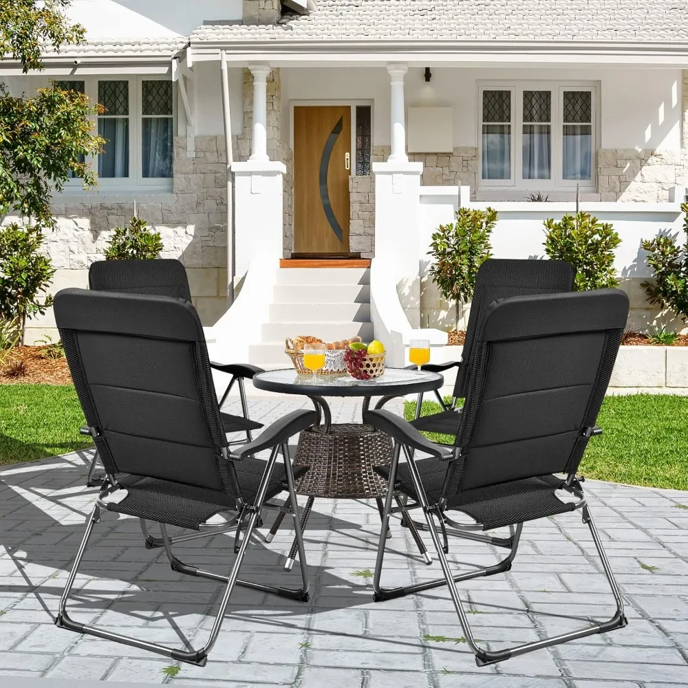 

Patio Chairs Set of 4, Folding Patio Dining Chairs with 7 Adjustable Backrest Positions, Outdoor Padded Lawn Chairs, Customized