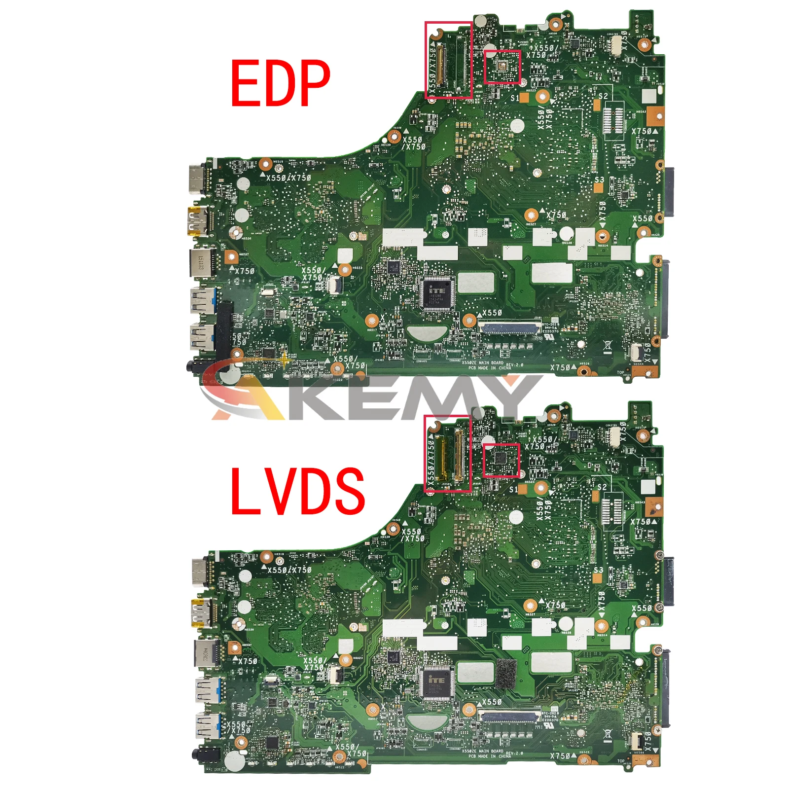 Imagem -05 - Placa-mãe para Laptop Akemy X550ze para Asus X550za X550z X750z K550z Vm590z A555z X750dp Mainboard a8 A10 Fx7600p Fx7500p Lvds Edp