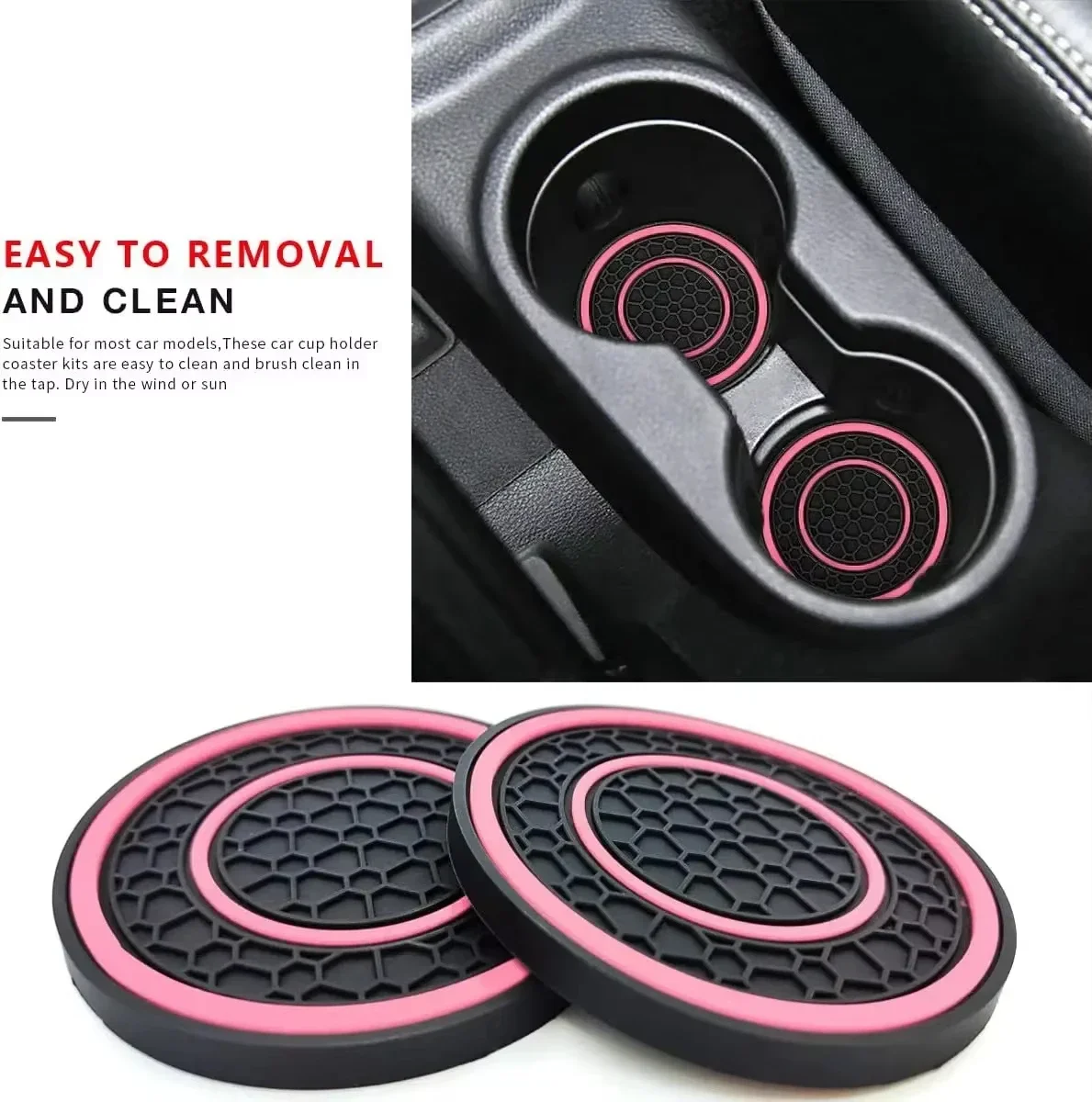 2pcs Anti Slip Car Cup Holder Mats Durable Coaster Non-Slip Waterproof Dust-proof Protection Pad Auto Interior Accessories
