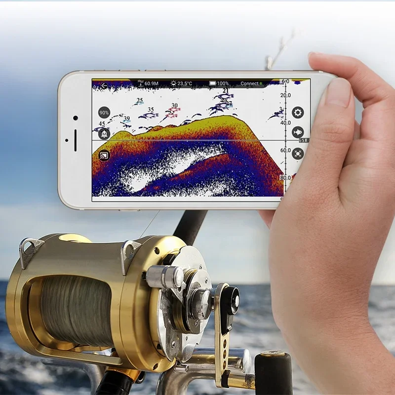 Wholesale depth 0.6m-40m 125KHz smart sounder fish finder for boat fishing