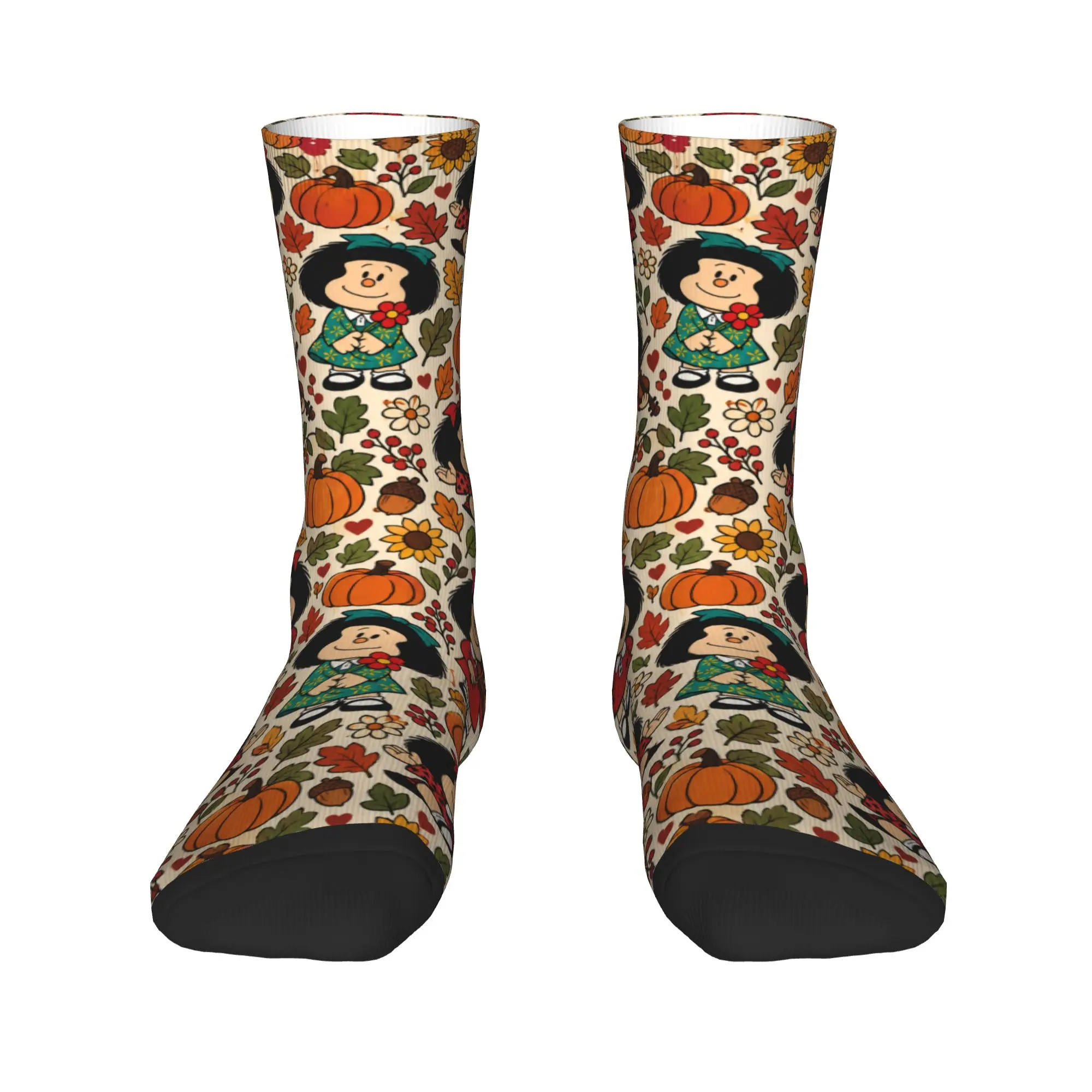 Couple Socks Halloween Mafalda Cream Fall Print  Stockings Anti-Slip Medium Soft Socks Winter Trendy Design Outdoor Sports Socks