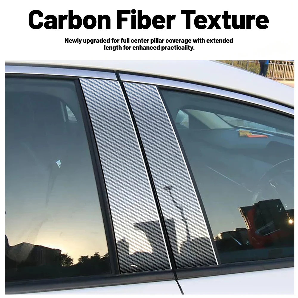 Gloss Black Pillar Posts Silver Carbon Window Decor Door Sticker Cover Fit For Range Rover Evoque L551 5-Door 2019-2023