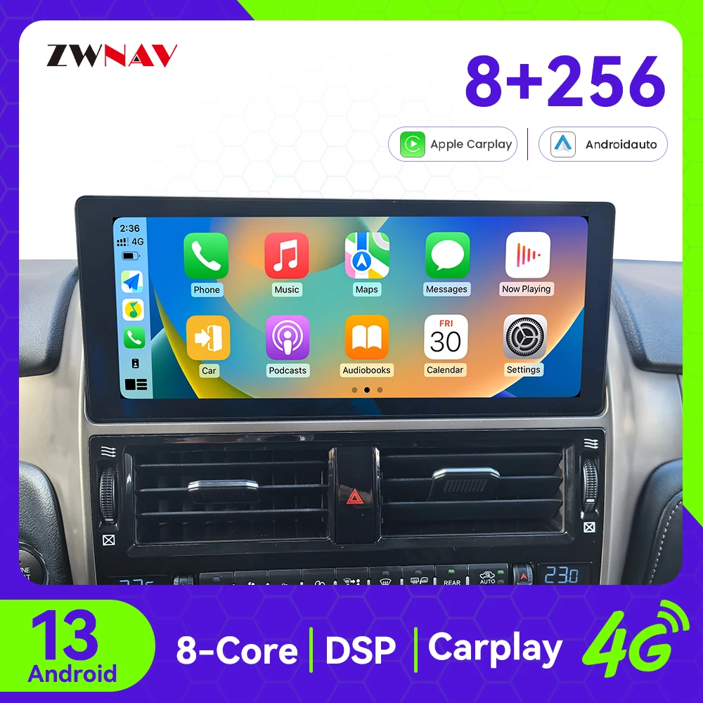 

Автомобильный радиоприемник Qualcomm с экраном 10,25 дюйма, Carplay Android 13, для Lexus GX400 GX460 2014-2022, GPS-навигация, мультимедийный плеер, головное устройство