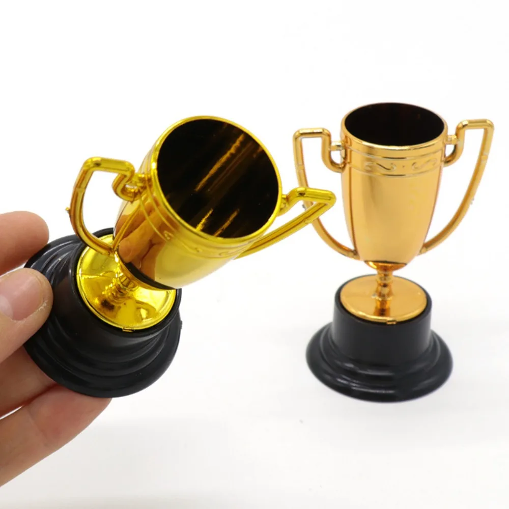 10PCS Gold Silver Bronze Awards Trophy Plastic Competition Soccer Small Prize Cup Mini Statuette Decor Honor Cup