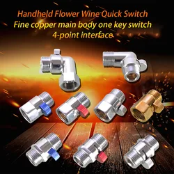 All-Copper Angle Valve, chuveiro bocal mangueira, Quick Opening Cotovelo reto, Switch Stop, 4-Point Interface, 1/2