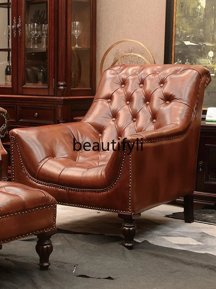 American rosewood leather sofa leisure chair modern simple and beautiful extended four-person sofa tiger chair