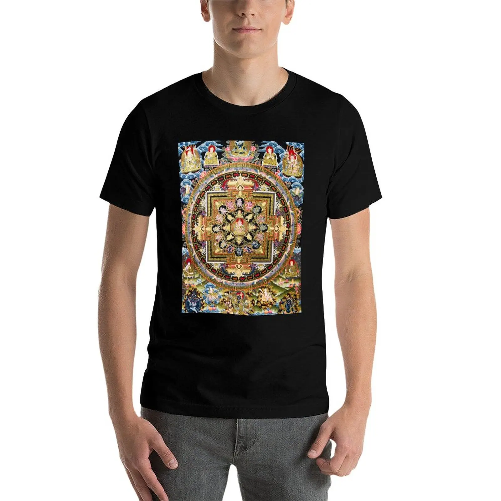 

Mandala 85 Pink Gold Blue Mandala T-Shirt man t shirts cotton t shirts for man cotton T-Shirt