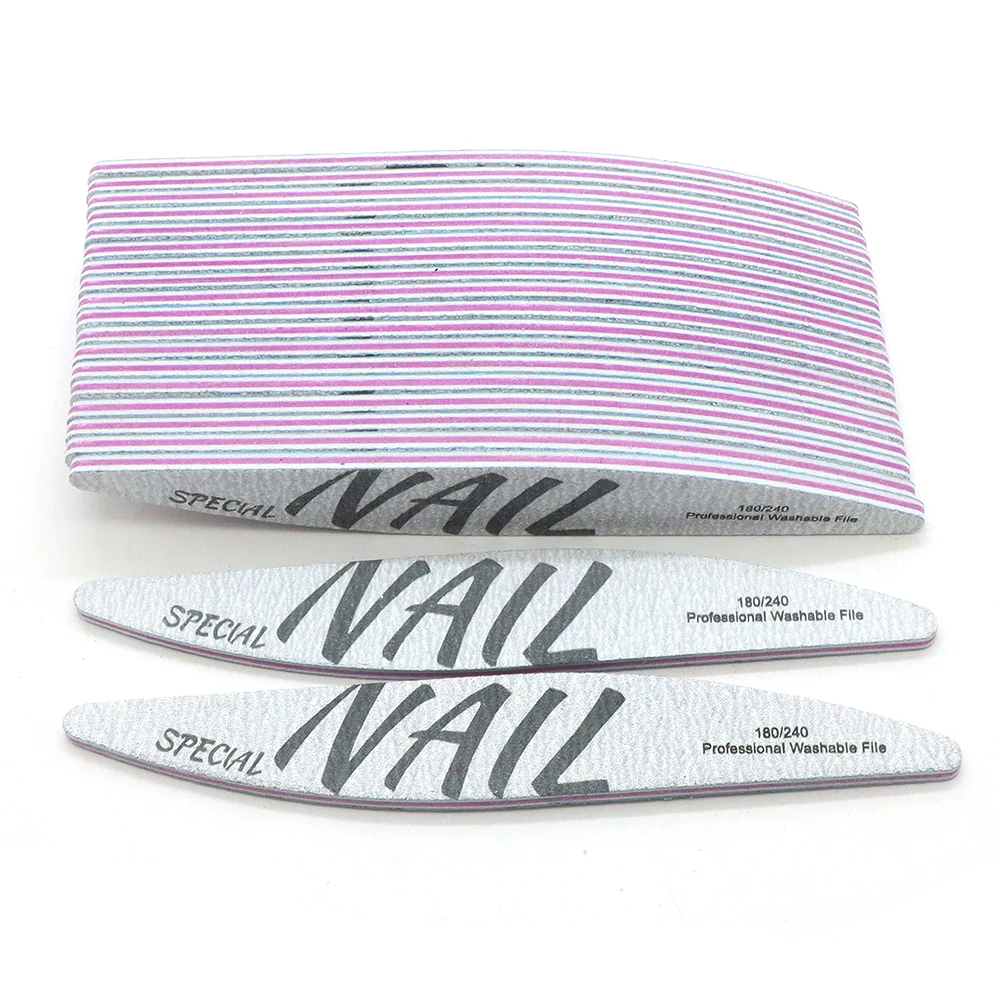 10/25/50 قطعة رمادي المهنية قابل للغسل ملف الأظافر 180/240 الصنفرة على الوجهين الرملي عازلة كتلة UV جل نصائح مانيكير ملفات الأظافر