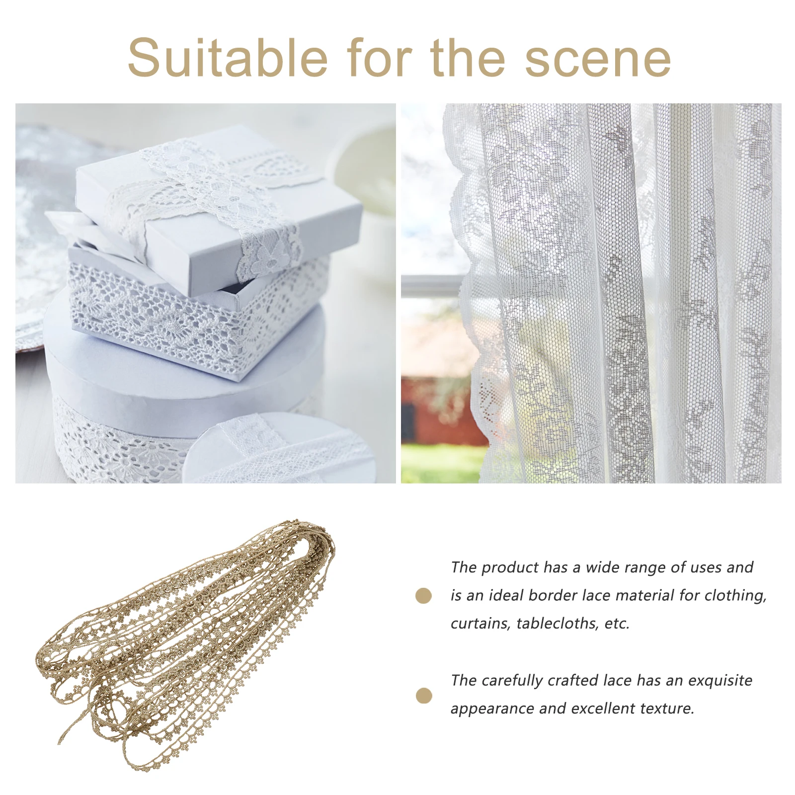 

5 Yards The Flowers Golden Lace Bride Wedding Decor Ribbons for Decoration Polyester Thread Applique