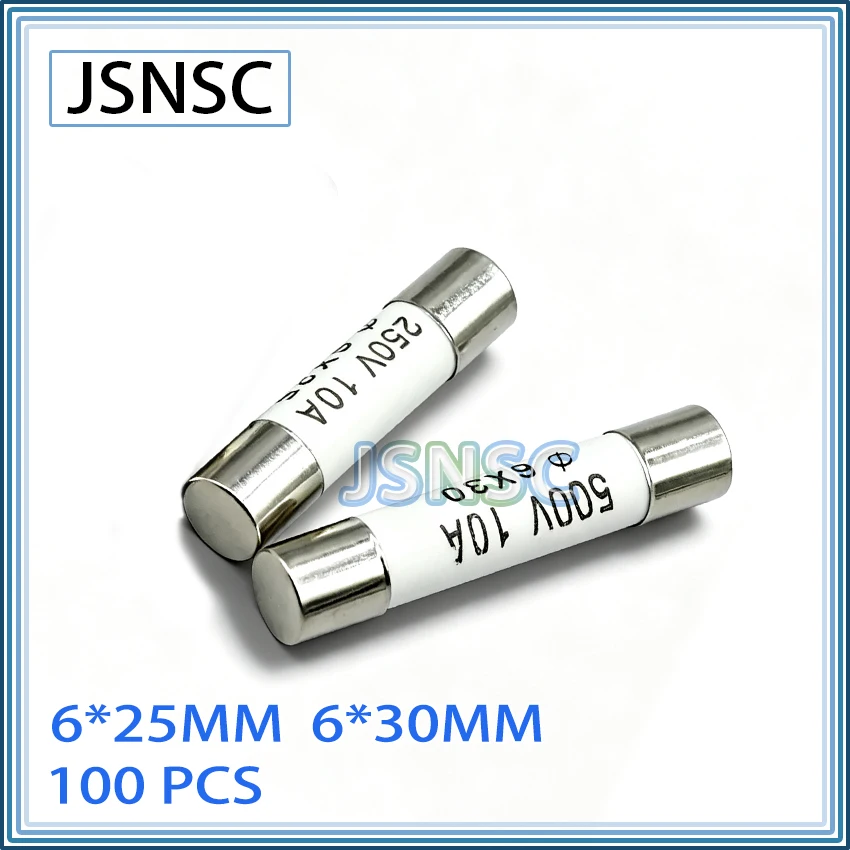Ceramic fuse 100pcs 6*25 6*30 6X25MM 6X30MM 0.5A 1A 2A 3A 4A 5A 6A 8A 10A 13A 15A 16A 20A 25A 30A 250V 500V R057 RO57 R058 RO58