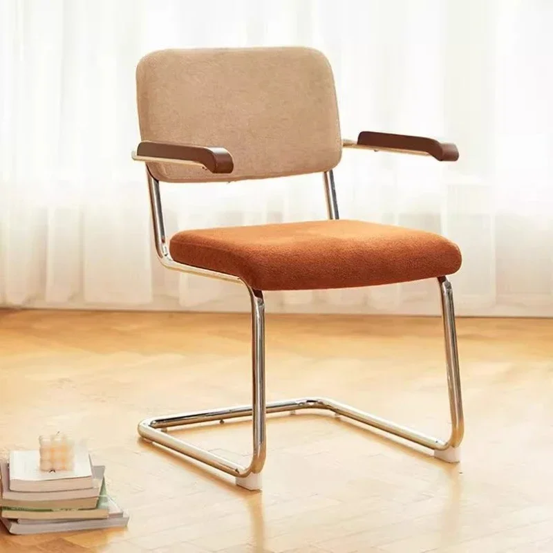 

Home Office Bedroom Desk and Chair Bow Shaped Dining Computer Game Makeup Chair Simple Modern Backrest Chair Armchair