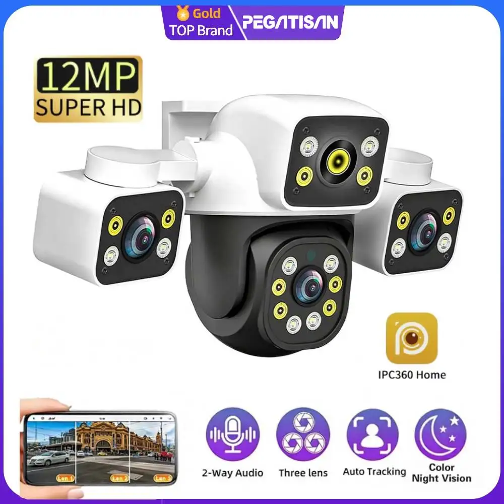 

15MP Three Lens IP Camera Three Screens Security Auto Tracking Wireless Alarm WIFI CCTV Surveillance Outdoor Camera IPC360 APP