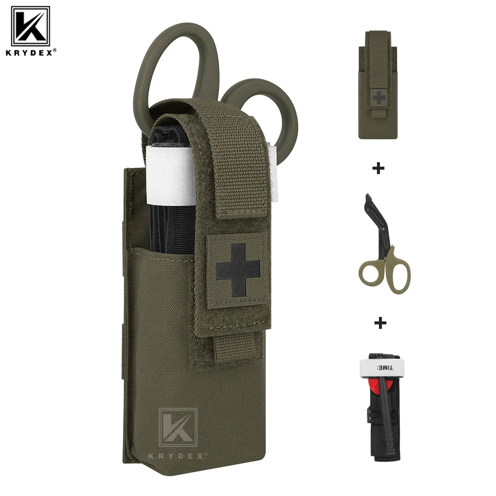 

KRYDEX 3 in 1 Tactical Pouch & Tourniquet & 7.25” EMT Shear Kit Medical Trauma Scissors Bag Molle First Aid Pouch Hunting Gear