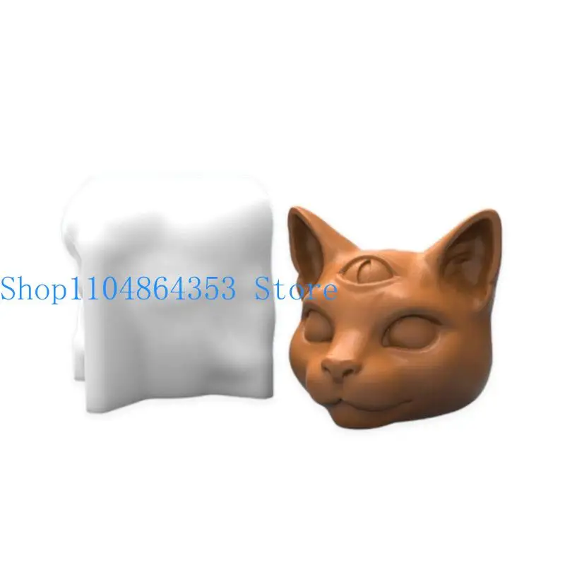 652F Three Eyes for Cat Silicone Mold for Handmade Desktop Decoration Gypsum M