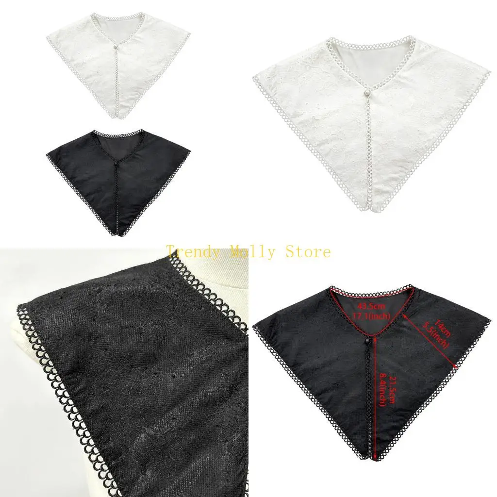 n5kb-花装飾取り外し可能なショール透かし襟ドレスブラウストップス