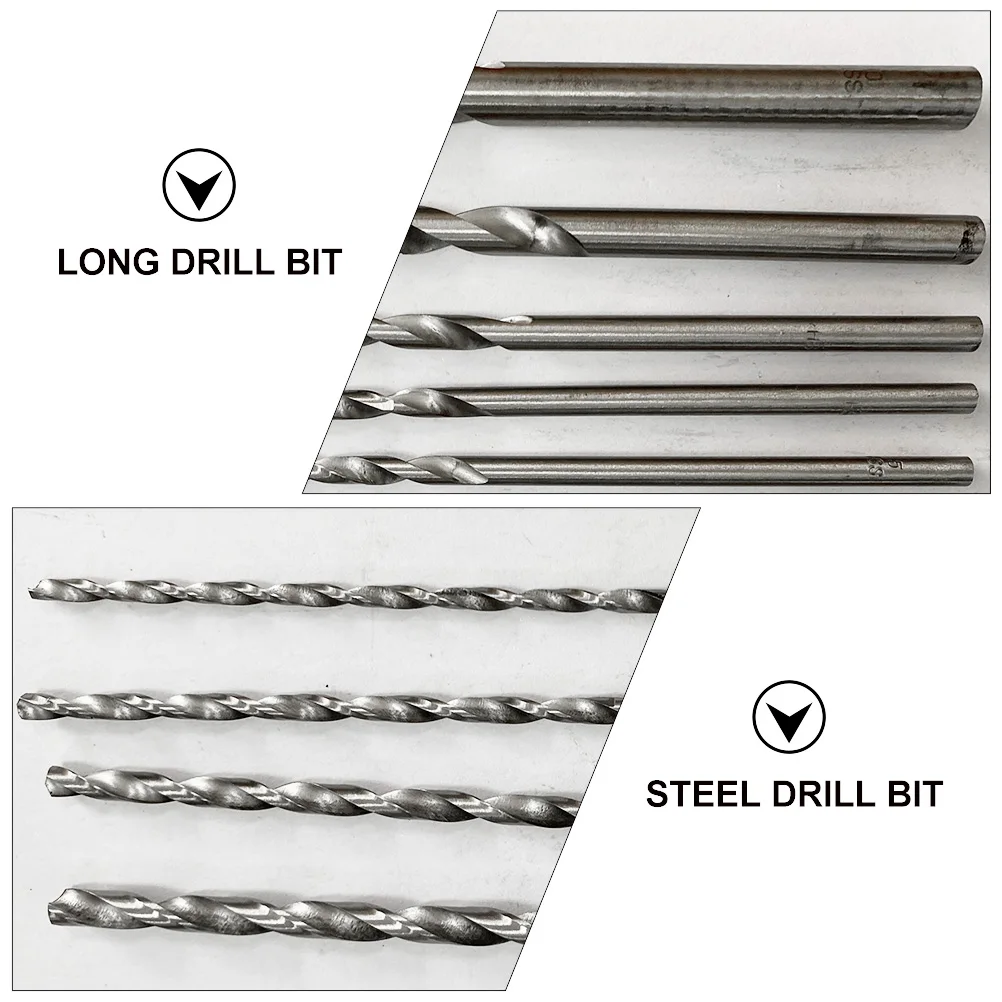 

8Pcs Extra Long Drill Bit High Speed Steel Twisting Design for Metal Wood Straight Shank Precision Fast Cutting Wear Resistant
