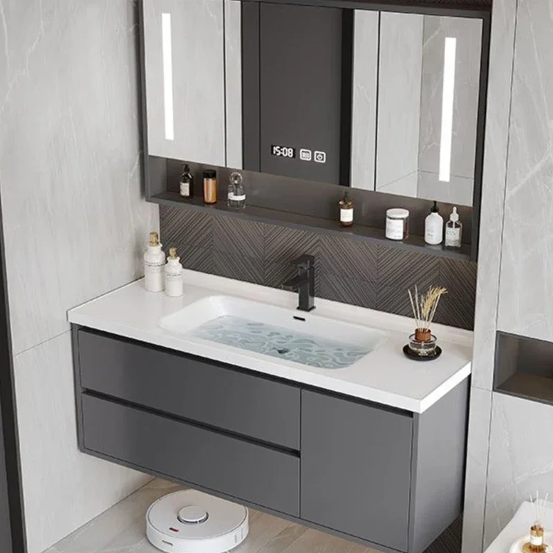 Extraction Hole Bathroom Cabinets Wash Basin Home Furniture Luxury Simple Bathroom Cabinets Sanitation Shower Miroir De Salle