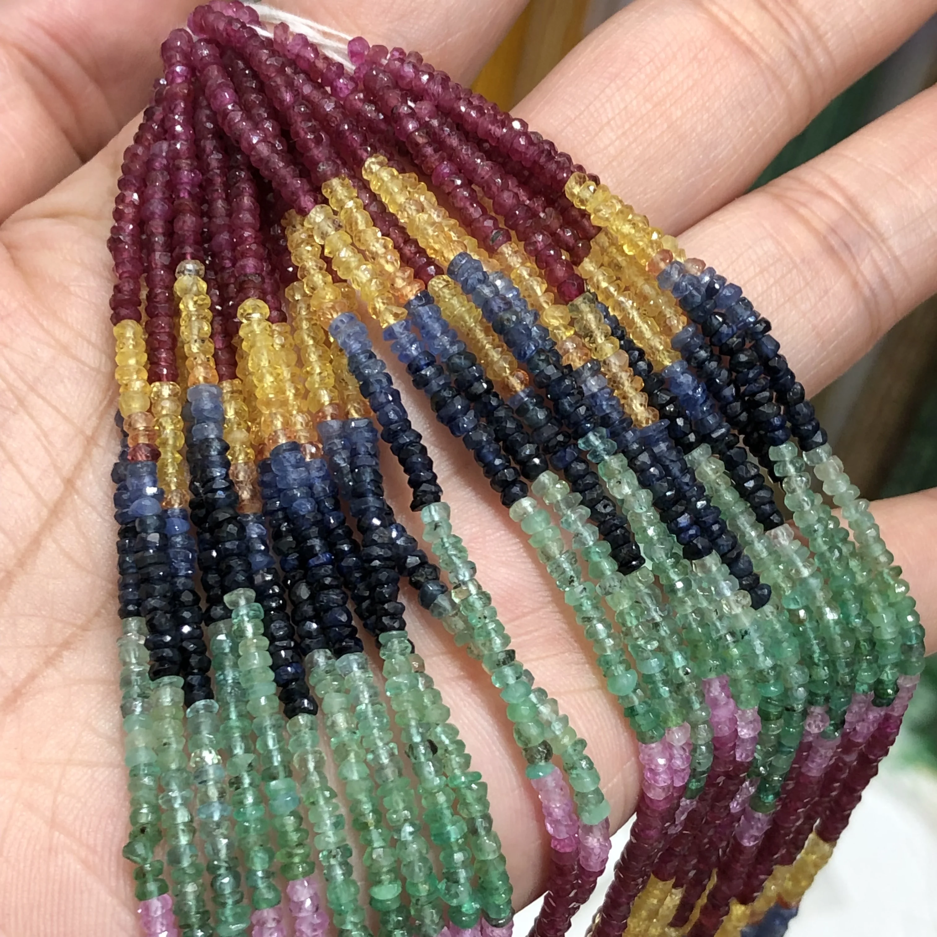 1 Pc Fengbaowu Natural Colorful Gem Sapphire Ruby Emerald Loose Spacer Beads Jewelry Making For Bracelet Necklace Earring