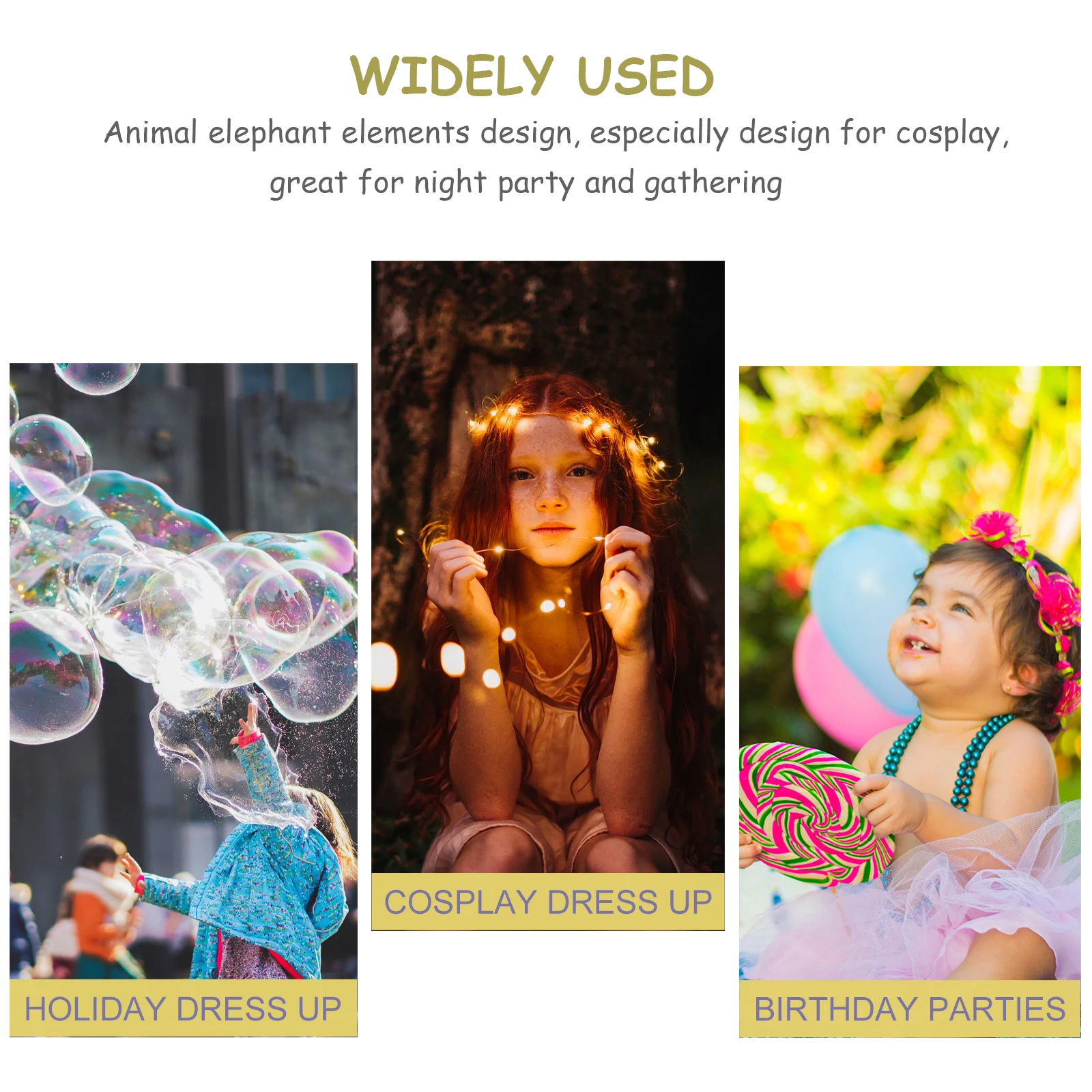 

1Set Elephant Costume Set Kids Cartoon Cosplay Kit Comfortable Animal Headband Tail Bow Tie for Halloween Christmas Party