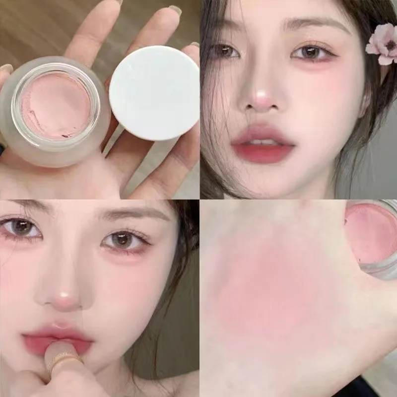 Peach Blush Paste Clay Nude Natural Matte Mousse Rouge Woman New Monochrome Expanded Shrink Cheek Purple Eyeshadow