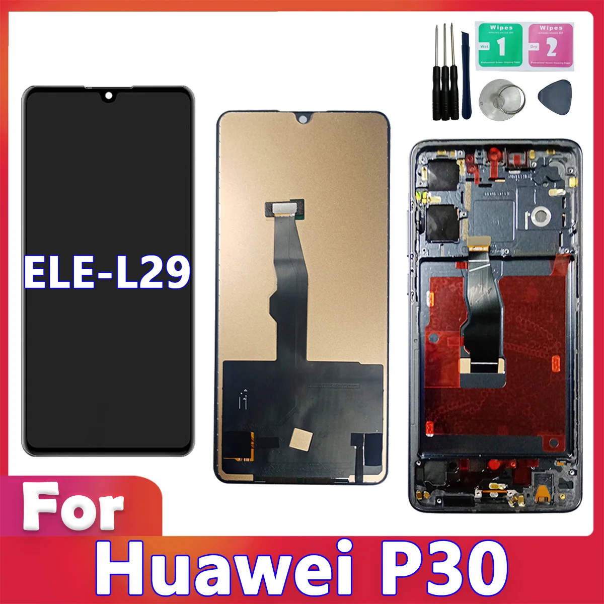 For HUAWEI P30 LCD Display With Frame Touch Screen For ELE-L29 ELE-L09 AL00 TL00 ELE-L04 Digitizer Assembly Replacement